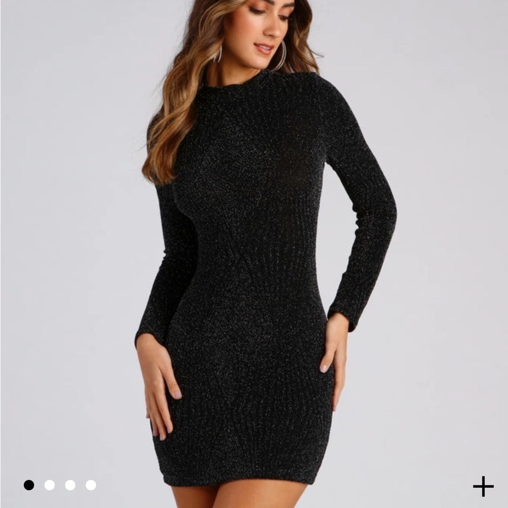 Windsor Green Metallic Long Sleeve Mini Dress Small Cocktail Holiday Sparkle